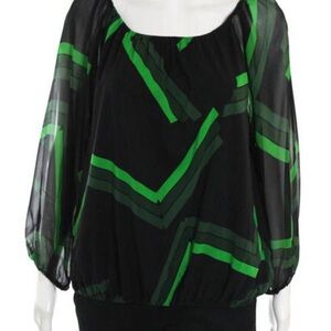 EUC Alice + Olivia Stretchy Fit Sheer Sleeves Bodice is Lined S or Med